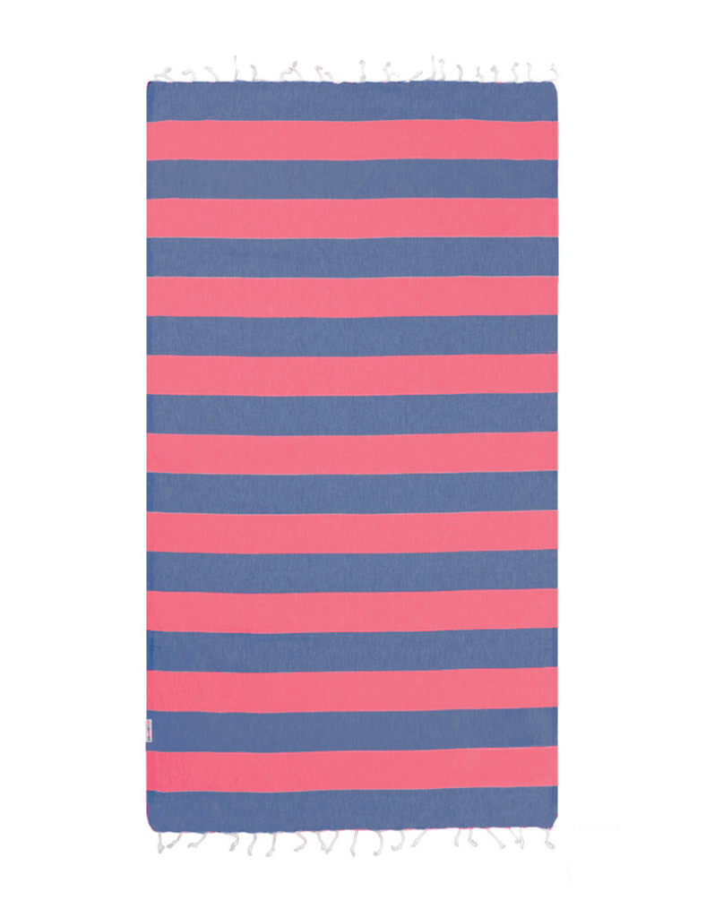 Hammamas Bold Raspberry/Navy Towel: Vibrant Striped Beach Towel