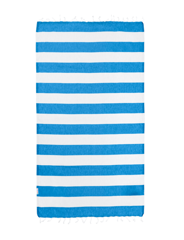 Hammamas Bold Azure white Turkish towel